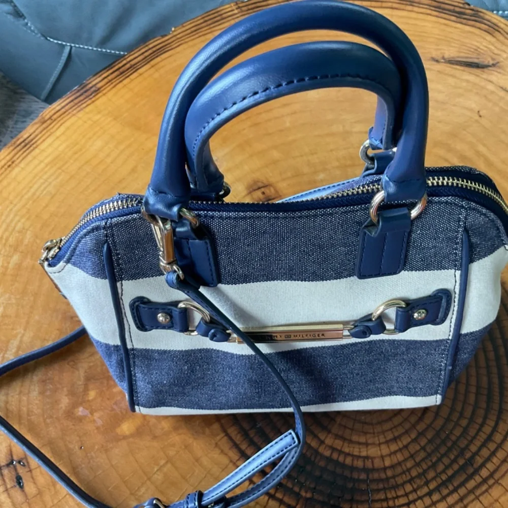 Tommy Hilfiger Fabric Handbag Navy Blue & White